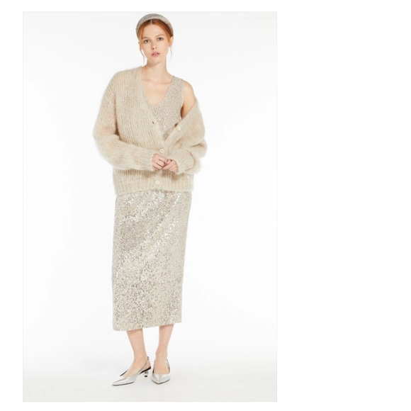 Weekend Max Mara Silver Sequin Midi Skirt - Picture 1 of 1